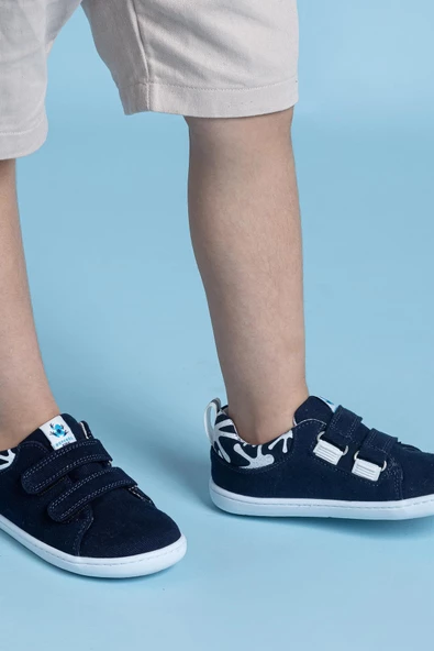 Smart Walker Recycled Canvas Eco Lacivert Barefoot Çocuk Ayakkabı - Resim 3