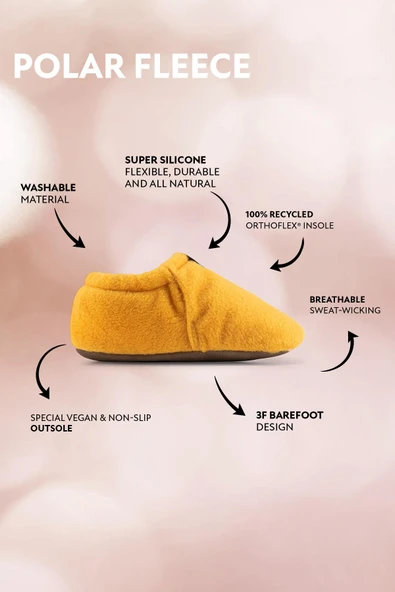 Polar Fleece Sarı Polar Barefoot Patik - Resim 2