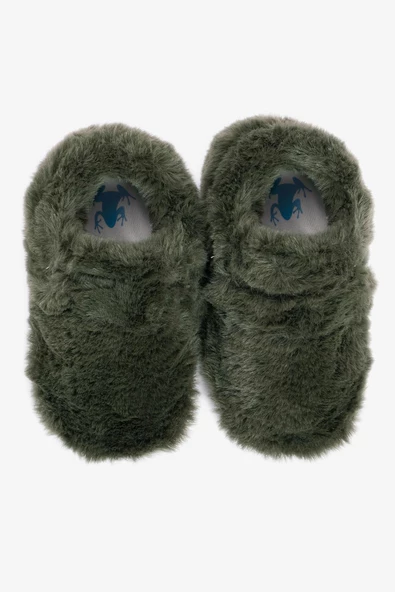 Hopfrög Kids Furry Furry Haki Kürk Barefoot Patik