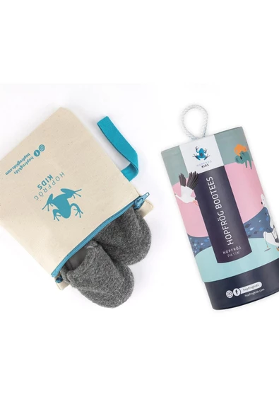 Hopfrög Kids Recycled Woo Wooly Yünlü Gri Barefoot Patik - Resim 8