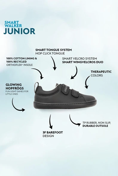 Smart Walker Junior Süper Mat Siyah Barefoot Çocuk Ayakkabı - Resim 2