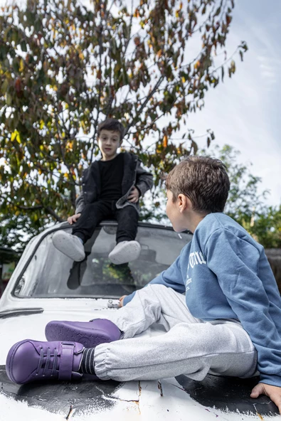 Hopfrög Kids Smart Walker High Top Mor Işık Barefoot Çocuk Bot - 6