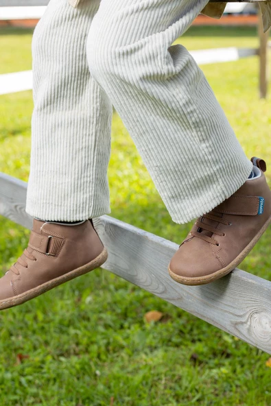 Hopfrög Kids Smart Walker High Top Süper Mat Bej Barefoot Çocuk Bot - 6