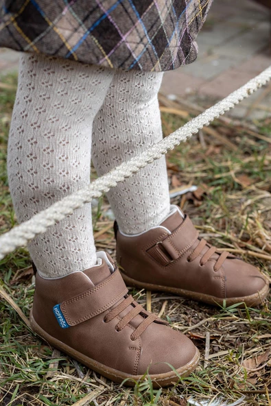 Hopfrög Kids Smart Walker High Top Kahverengi Meşe Barefoot Çocuk Bot - 5