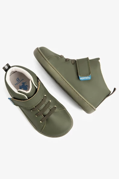 Hopfrög Kids Smart Walker High Top Süper Mat Haki Barefoot Çocuk Bot - 3