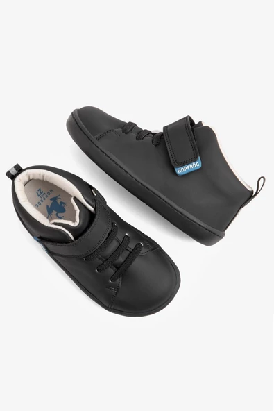 Hopfrög Kids Smart Walker High Top Süper Mat Siyah Barefoot Çocuk Bot - 3