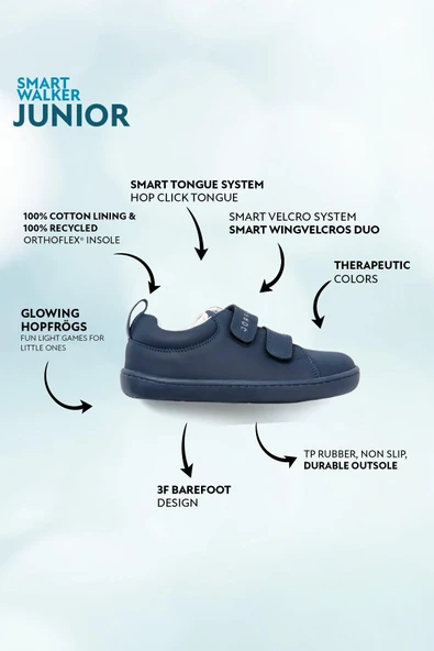 Smart Walker Junior Süper Mat Lacivert Barefoot Çocuk Ayakkabı - Resim 2