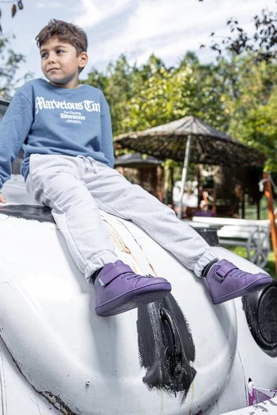 Hopfrög Kids Smart Walker High Top Mor Işık Barefoot Çocuk Bot - 4