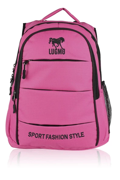 Okul Çantası 4 Cepli + Kalemlik Su Geçirmez Komple İçi Astarlı Lise Ortaokul Çantası Pembe - 3