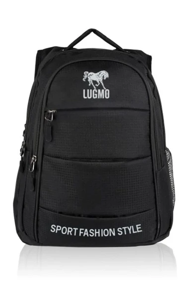 Okul Çantası 4 Cepli + Kalemlik Su Geçirmez Komple İçi Astarlı Lise Ortaokul Çantası Siyah - Resim 3