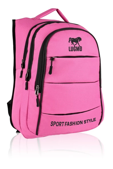 Okul Çantası 4 Cepli + Kalemlik Su Geçirmez Komple İçi Astarlı Lise Ortaokul Çantası Pembe - 2