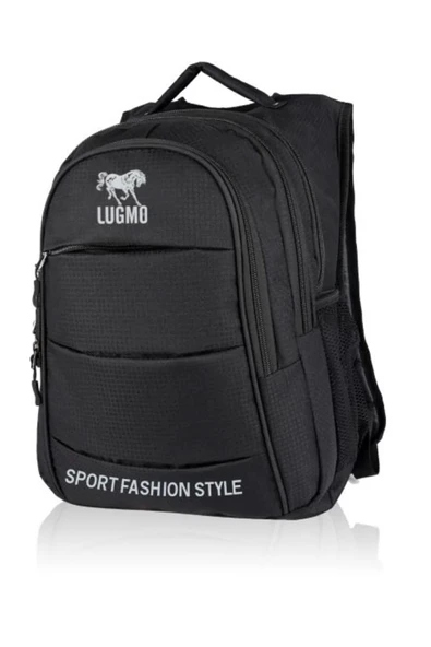 Okul Çantası 4 Cepli + Kalemlik Su Geçirmez Komple İçi Astarlı Lise Ortaokul Çantası Siyah - Resim 4