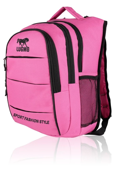 Okul Çantası 4 Cepli + Kalemlik Su Geçirmez Komple İçi Astarlı Lise Ortaokul Çantası Pembe - 4