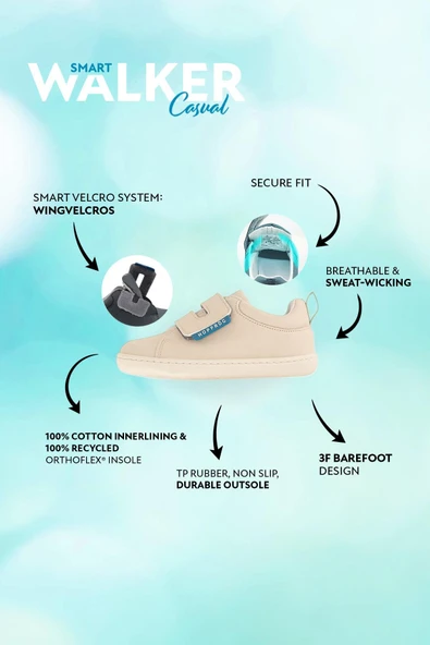 Smart Walker Casual Süper Mat Bej Barefoot Çocuk Ayakkabı - Resim 2