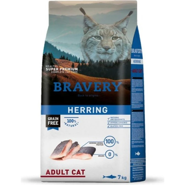 Bravery Tahılsız Ringa Balıklı Yetişkin Kedi Maması 7 kg