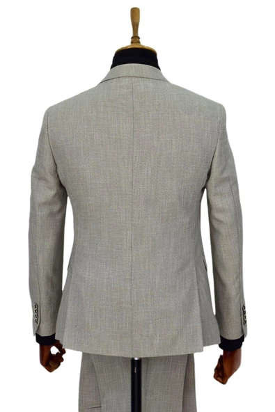 Erkek Bej Rengi Regular Fit Takım Elbise BGL-ST03823 - Resim 4