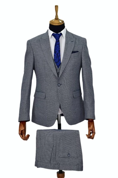 Erkek Regular Fit Yelekli Çift Yırtmaçlı Takım Elbise BGL-ST03824 ürün görseli