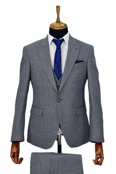 Erkek Regular Fit Yelekli Çift Yırtmaçlı Takım Elbise BGL-ST03824 - Resim 5