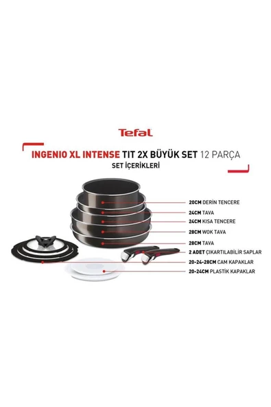 Tefal Ingenio XL Intense Titanyum 2X Büyük Set 12 parça - 2100129599 - 3