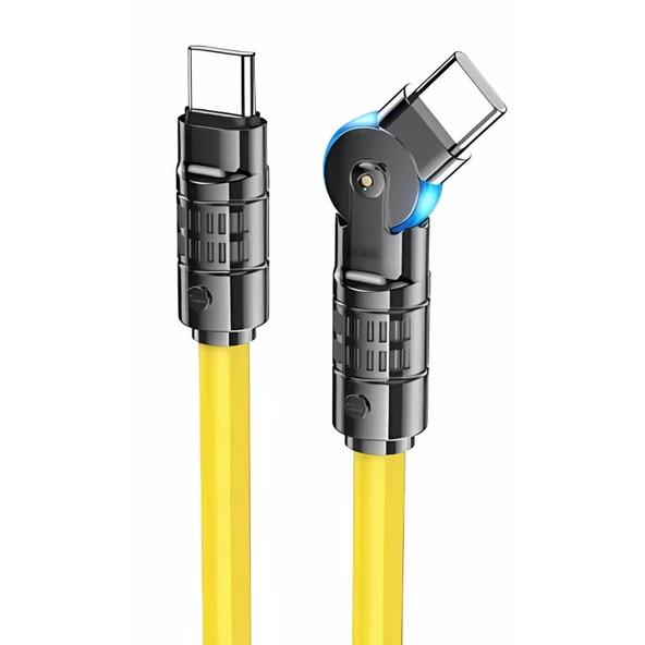 Polham Süper Hızlı Ucu Dönebilen 1.2MT 60W Type-C to Type C Şarj Data Kablosu, Süper Sağlam Akım ve Voltaj Korumalı - 6