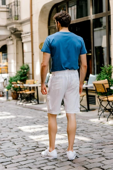 Beli Lastikli Beyaz Kargo Erkek Şort - 5