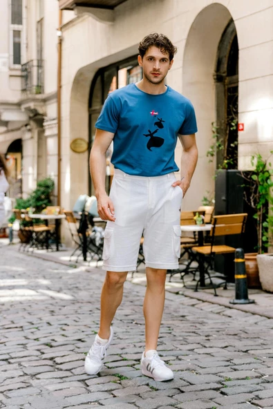 Beli Lastikli Beyaz Kargo Erkek Şort - 4