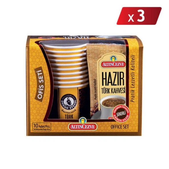 Altıncezve Hazır Türk Kahvesi Ofis Seti Şekerli 10 x 11 Gr- 3LÜ PAKET