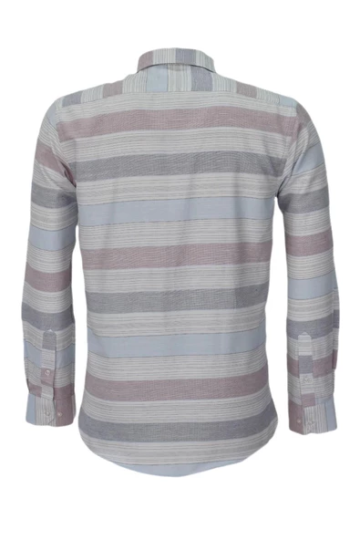 Erkek Silim Fit Pano Çizgili Gömlek BGL-ST03829 - Resim 6