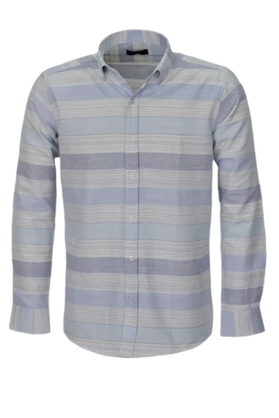 Erkek Silim Fit Pano Çizgili Gömlek BGL-ST03829 - Resim 2