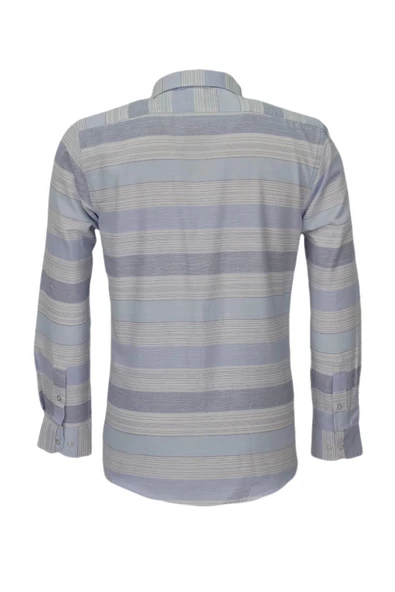 Erkek Silim Fit Pano Çizgili Gömlek BGL-ST03829 - Resim 7