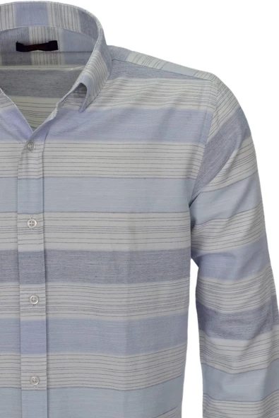 Erkek Silim Fit Pano Çizgili Gömlek BGL-ST03829 - Resim 5