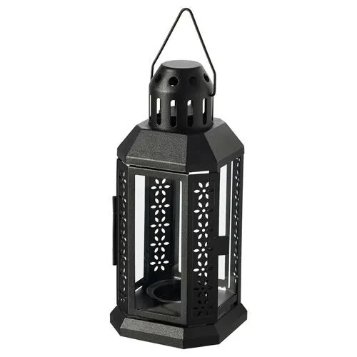 IKEA Enrum 22 Cm Siyah Dekoratif Fener - Çelik Mumluk Şamdan - 1