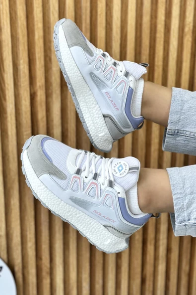 Kadın Bej Gri Ortopedik Confort Taban fileli Sneaker Günlük Spor Ayakkabı 029 SLZ00046 - 5