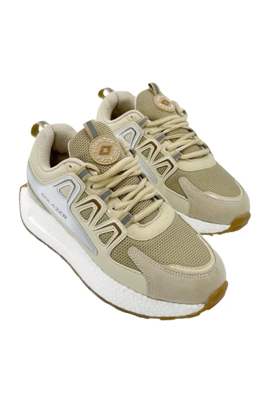 Kadın Bej Gri Ortopedik Confort Taban fileli Sneaker Günlük Spor Ayakkabı 029 SLZ00046 - 2