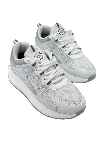 Kadın Bej Gri Ortopedik Confort Taban fileli Sneaker Günlük Spor Ayakkabı 029 SLZ00046 - 4