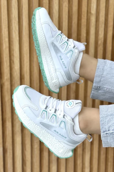Kadın Bej Gri Ortopedik Confort Taban fileli Sneaker Günlük Spor Ayakkabı 029 SLZ00046 - 9