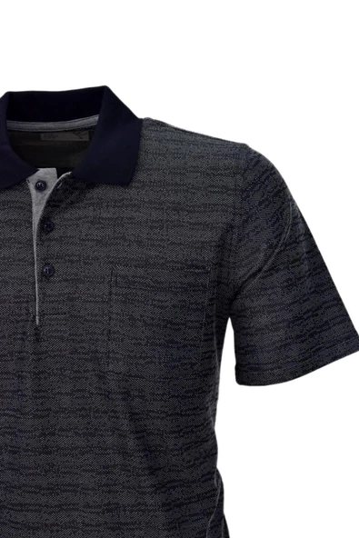 Erkek Polo Yaka Jakarlı Cepli Tişört 7720 BGL-ST03831 - Resim 5