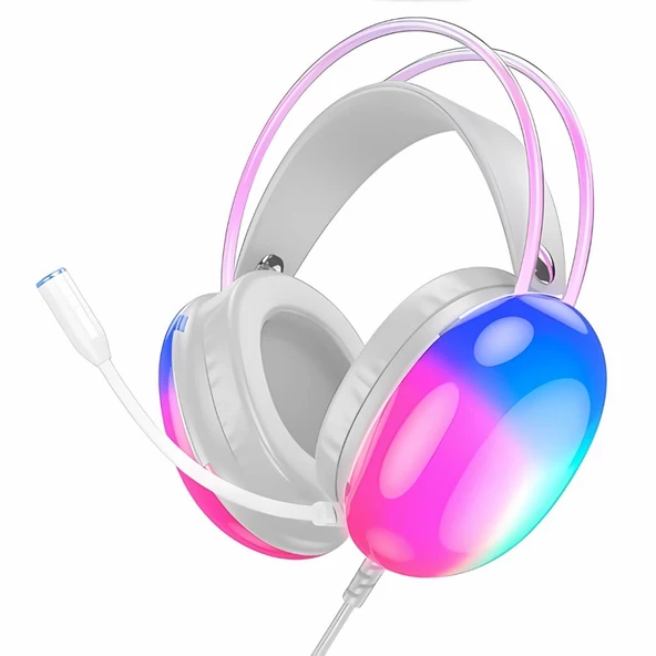 Polham RGB Işıklı 2 Metre USB 7.1 ve 3.5mm Kablolu Mikrofonlu Oyuncu Kulaklığı, Profesyonel Kulaklık - 6