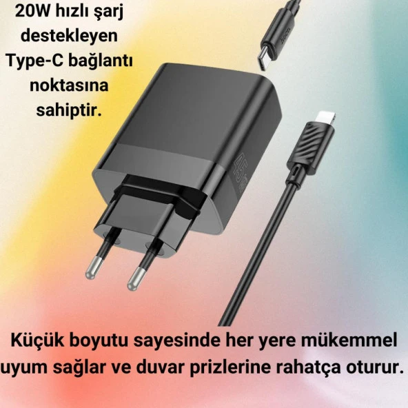 Polham HC 45W 3x USB, 1x Type-C Şarj Başlığı ve 1 Metre 20W Type C To Lightning Kablolu Şarj Aleti - 4