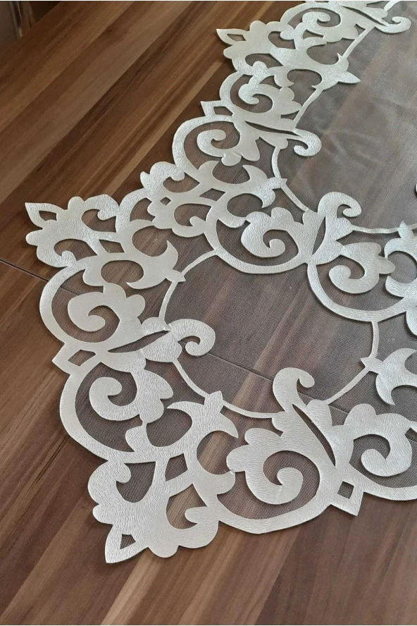 Krem Deri El Işi Lazer Kesim Masa Örtüsü - 3