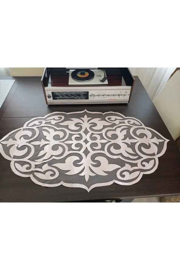 Toz Pembe Deri El Işi Lazer Kesim Sehpa Örtüsü - 4