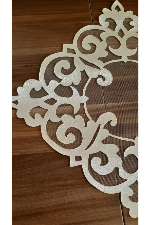 Krem Deri El Işi Lazer Kesim Masa Örtüsü - 5