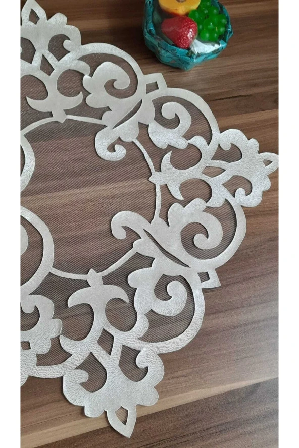 Krem Deri El Işi Lazer Kesim Masa Örtüsü - 6