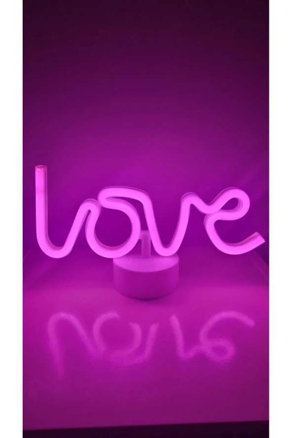 Love Led Işık Yılbaşı Işıkları Dekor Pink Love Led Light Pilli Ve Kablolu  Pembe Neon Led Işık