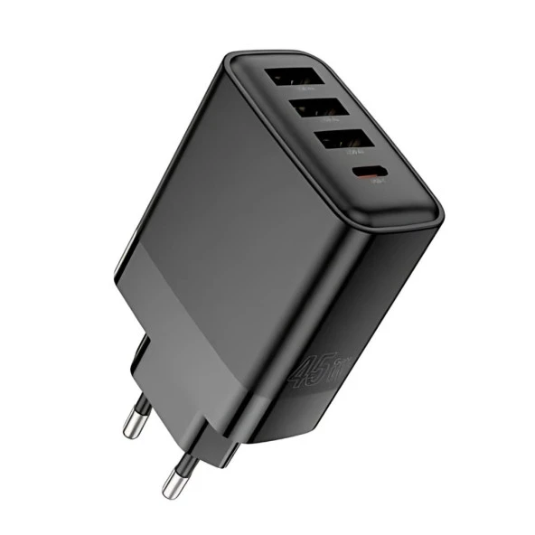 Polham Süper Hızlı 45W 3x USB, 1x Type-C Şarj Başlığı, Yüksek Isı,Akım ve Voltaj Korumalı Adaptör