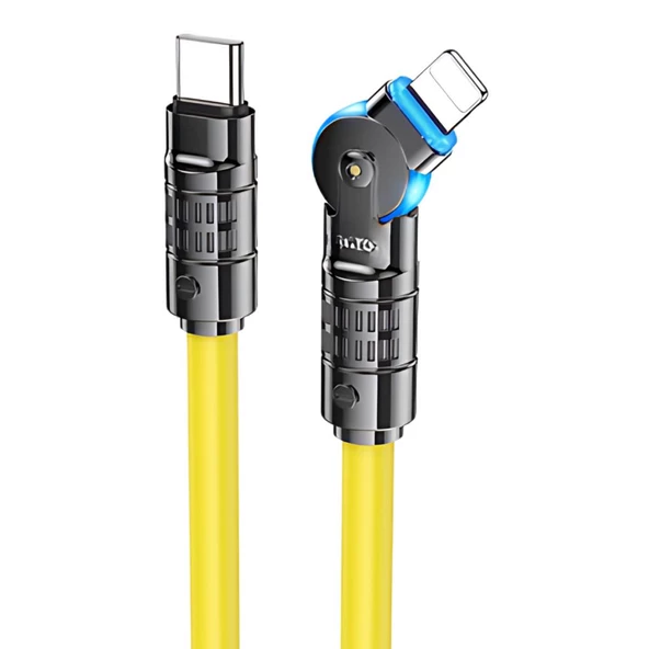 Coofbe Super Şarj Döner Başlık 27W Type-C to İphone Şarj Kablosu İphone 11 12 13 14 Pro Max Şarj Kablo