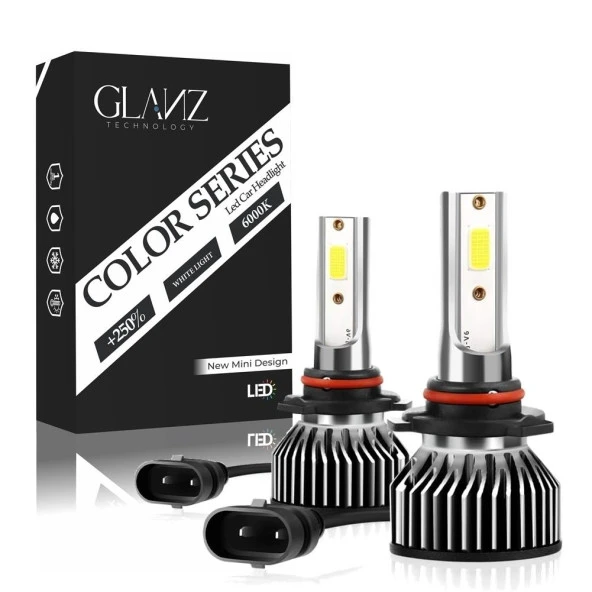 Glanz 9005 Color Mini Slim Led Xenon Şimşek Etkili 10000LM 6000K Beyaz Far Ampulü