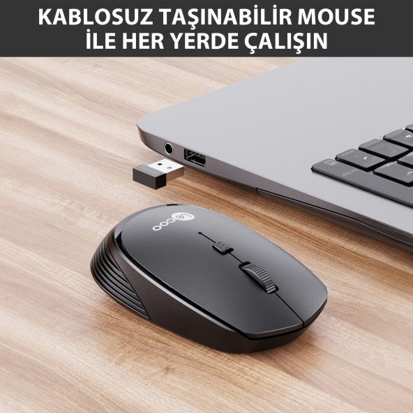 Lenovo Lecoo WS202 Kablosuz 1200DPI 4 Tuşlu Optik Mouse Siyah - 3