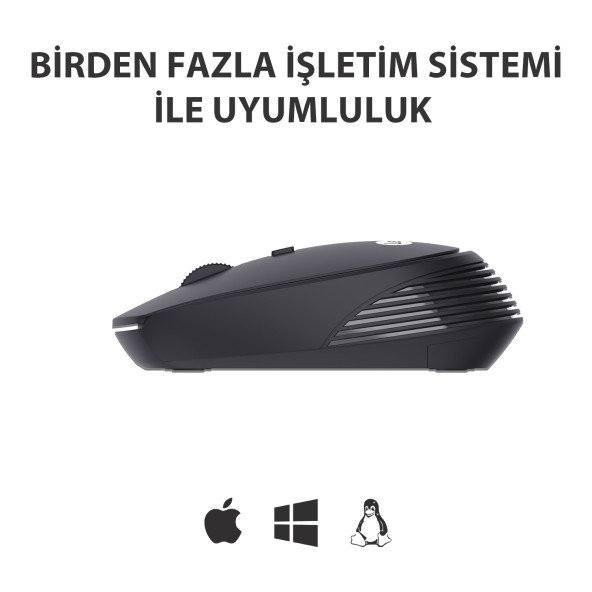 Lenovo Lecoo WS202 Kablosuz 1200DPI 4 Tuşlu Optik Mouse Siyah - 4