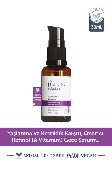 Kırışıklık Karşıtı, Onarıcı Retinol (a Vitamini) Gece Serumu 30 Ml (1% Retinol + Ceramide)